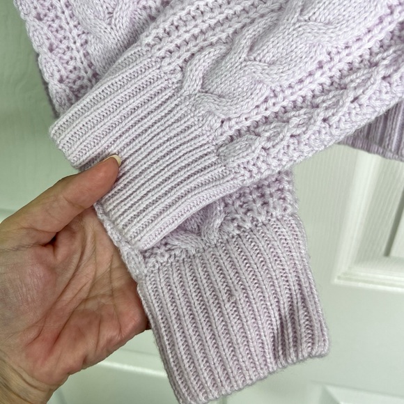 NWT J. Crew Pom Pom Cable Knit Mock Neck Sweater Vintage Lilac Women’s XS *FLAWS - Picture 9 of 13